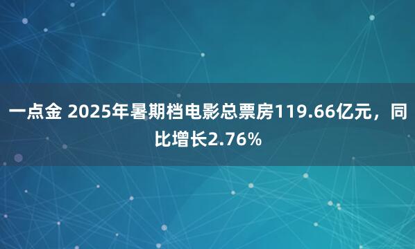 一点金 2025年暑期档电影总票房119.66亿元，同比增长2.76%